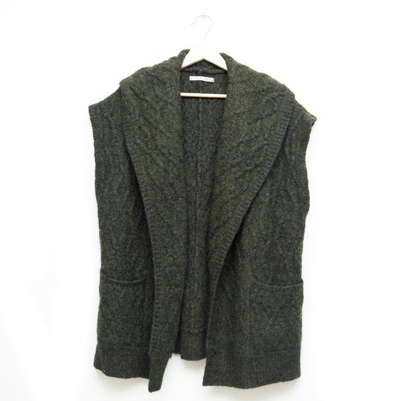 Alice + Olivia Army Green Oversized Open Vest - Picture 2 of 6